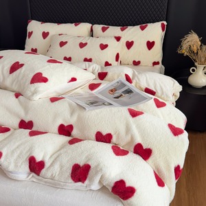 Bộ ga trải giường bốn món thiết kế mới mềm mại ấm áp kiểu dáng đơn giản, chất liệu lông nhung dùng trong nhà - Product Image 4