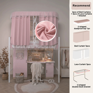 Mosquitera para Dormitorio, Cortina de Cama de Color Liso, Tienda de Campaña Deslizante con Riel, Cerramiento de Privacidad Opaco Resistente para Litera - Product Image 4