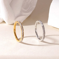 Bague de mariage créative en acier inoxydable, motif cercle carré entier, sertie de diamants, ciel étoilé, en argent, pour femme - Vente chaude