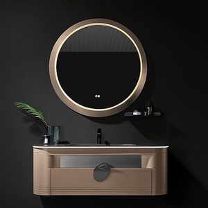 ตู้ห้องน้ำ BNITM ฟอซาน ดีไซน์สวยงาม กันน้ำ รุ่นสแตนเลส พร้อมอ่างล้างหน้า กระจก และไฟ - Product Image 1