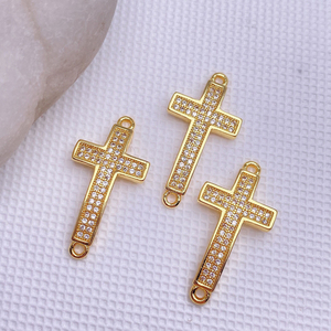 마이크로 포장 큐빅 지르코니아 십자가 크로스 커넥터 매력 도매 보석 결과 팔찌 - Product Image 3