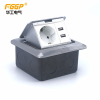 Boîtier de prise de sol escamotable en alliage d'aluminium pour l'Indonésie, 15A, avec ports RJ45, RJ11 et USB pour intérieur