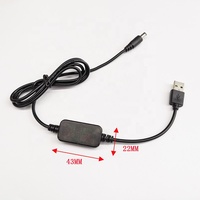 Câble de convertisseur, 5v à 12v, 50cm, noir, avec indicateur led