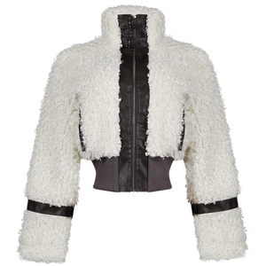 Winter Nieuwe Aanwinst Dames Kunstbont Korte Casual Jas met Polyester Voering Fleece Voering Omgeslagen Kraag Ritsjas - Product Image 4