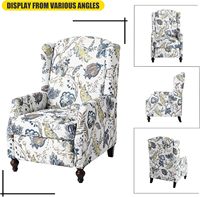 Fauteuil inclinable à dossier haut de style moderne du milieu du siècle, tissu floral capitonné, une place, fauteuil inclinable pour salon
