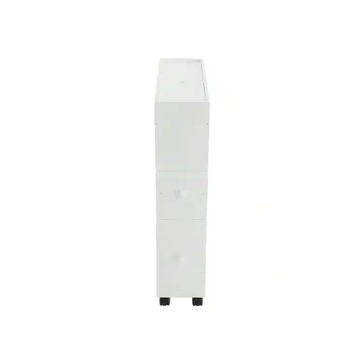 White Narrow Bathroom Toilet Sideboard Cabinet for Storing Tissues Shampoos Creams Home Storage Solution