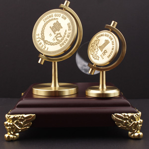 Brass Creative Rotating Coin Ornament <b>Desk</b> Decor Traditional Style Multi Piece Package Office Supply - Product Image 1