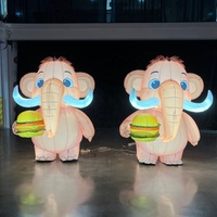 Éclairage LED, Modèle d'éléphant mamouth gonflable géant de 4 m/13 pi, Décoration d'événements publicitaires gonflable, Mascotte gonflable personnalisée