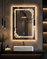 Miroir de maquillage intelligent en aluminium avec éclairage LED, écran tactile, luminosité réglable, trois couleurs d'éclairage, anti-buée pour salon et salle de bain