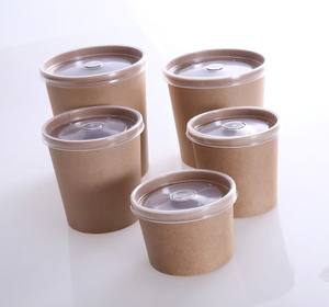 Leak-Resistant Disposable Kraft Paper <b>Soup</b> <b>Containers</b> Round 8oz 12oz 16oz 24oz 26oz 32oz 64oz with Lids for Food Use - Product Image 2