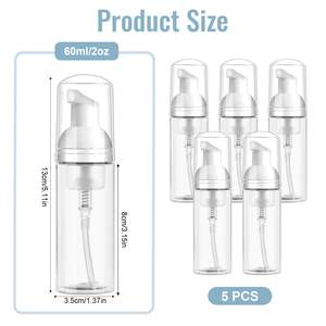 Botella de Espuma Transparente de PET de 2 oz/60 ml con Bomba y Tapa Antiderrames para Jabón de Manos, Champú, Mousse para el Cabello, <span class=keywords><strong>Autobronceador</strong></span>, Limpiadores Faciales - Product Image 2