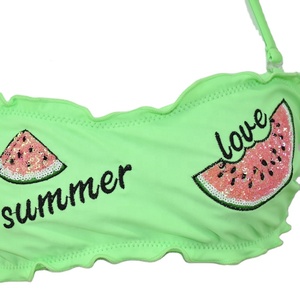 Novedades, Traje de Baño de Dos Piezas para Niñas, Estampado Personalizado de Frutas, Bonito Bikini Tankini para Bebés y Niñas, Diseño Reversible con Relleno Extraíble - Product Image 3