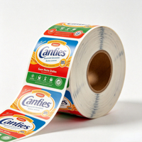 Autocollant d'emballage alimentaire en vinyle écologique imprimé multicolore brillant, imperméable, auto-adhésif, avec logo personnalisé et certification