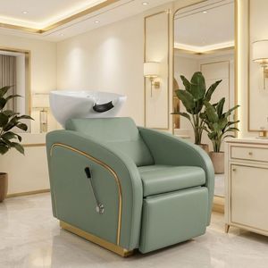 Minimalist Morandi Green Salon Furniture Set Luxury Gold Professional Styling Chairs & Shampoo Units for High-end Beauty Salon - Product Image 5