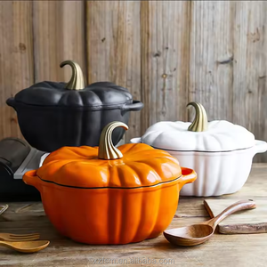 <span class=keywords><strong>Prix</strong></span> usine multi-tailles émail <span class=keywords><strong>fonte</strong></span> citrouille four hollandais émail antiadhésif citrouille casserole avec bouton conçu - Product Image 3