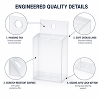 Boîte pliante carrée légère en PVC/PET transparent avec trou Euro pour accrocher sur un crochet de magasin