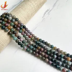 6mm 8mm 10mm Indian agate strand luxury precious wholesale round natural stone and crystal craft loose bead