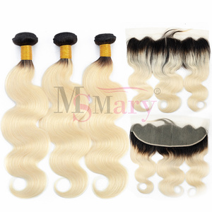 Mechones de cabello humano Rubio 613 sin procesar de fábrica, extensiones de cabello humano con cierre Frontal de encaje, cutícula Virgen sin procesar, vendedores de cabello vietnamita - Product Image 4