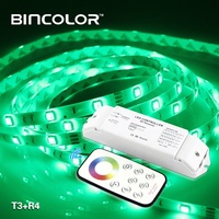 Contrôleur d'éclairage LED RGB Bincolor T3+R4 4CH 20A avec télécommande RF, variateur de lumière pour bande LED RGB