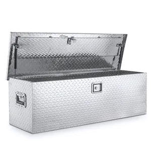 Kustom 760*345*245 Aluminium Checker Plate Pickup Trunk Chassis Toolbox dengan Pegangan