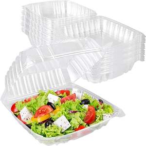 Boîte à gâteau jetable pour salade de fruits coupés PET de 8 pouces, emballage à emporter carré transparent à charnière, récipient alimentaire en plastique PET inviolable - Product Image 1