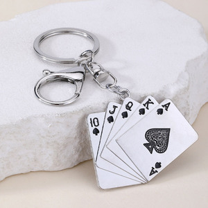 Bán buôn cá nhân hợp kim phẳng Poker <span class=keywords><strong>Keychain</strong></span> Mặt dây chuyền qua biên giới mới Carabiner Keyring trang trí nhà sản xuất cung cấp - Product Image 3