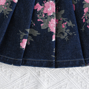 Completo Estivo in Denim per Ragazze 2026: Top con Stampa Floreale e Gonna Plissettata - Product Image 5