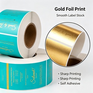 Etiquetas de aluminio personalizadas rectangulares con estampado dorado para embalaje de cosméticos, rollo al por mayor de 3 pulgadas de diámetro - Product Image 2