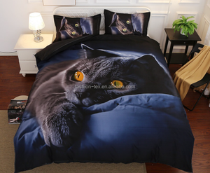 100% tela de poliéster 3D gato impreso juego de cama funda nórdica y sábana al por mayor de China proveedor - Product Image 1