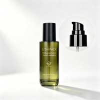 Ensemble de flacons de luxe en verre givré vert herbe pour soins de la peau, pots de crème visage vides, flacons de lotion, compte-gouttes d'huile essentielle, emballage cosmétique