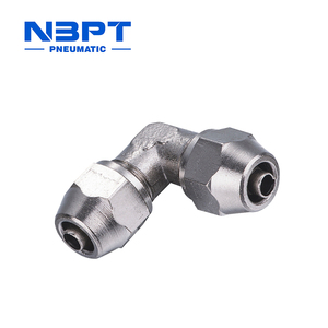 Raccord de tube union droit coudé à 90 degrés en laiton SM-V avec des tailles d'extrémité égales pour les connexions pneumatiques - Product Image 1