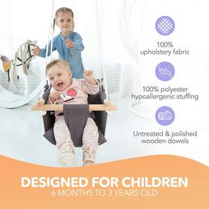 Balançoire en bois <span class=keywords><strong>pour</strong></span> bébé, siège <span class=keywords><strong>suspendu</strong></span> en <span class=keywords><strong>toile</strong></span> de coton - Product Image 4