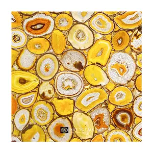 Wholesale Backlit Yellow Agate Onyx Semiprecious Stone Slab For Floor Tiles