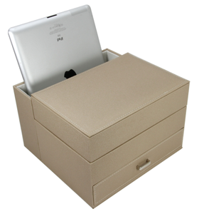 Boîte à <span class=keywords><strong>bijoux</strong></span> organisateur de luxe moderne personnalisable en cuir PU écologique et velours pour <span class=keywords><strong>femme</strong></span> LG8193 (pour bagues, boucles d'oreilles, colliers, bracelets) - Product Image 4