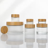 Pots cosmétiques en verre dépoli transparent de 5g, 10g, 15g, 30g, 50g, 60g, 100g pour crème, beurre corporel et crème visage avec couvercle à vis en bois