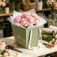 Bolsa de Papel Kraft Blanca Grande para Ramos de Flores con Asas Retorcidas, Precio al por Mayor, para Floristería y Regalos