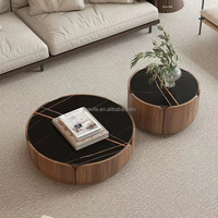 Table basse de luxe moderne Wabi-Sabi japonaise avec rangement, en chêne massif et verre, pour salon