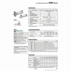 ชิ้นส่วนกระบอกลม MBBF80-400-HN นิวเมติก SMC - Product Image 1