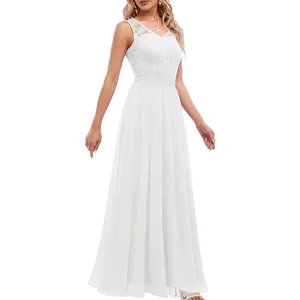 Robe longue en dentelle blanche pour femmes, grande taille, décontractée, élégante, pour soirée, Cocktail, été