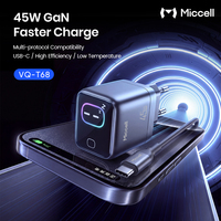 Chargeur rapide USB C Miccell OEM 45W, chargeur de téléphone GaN, adaptateur universel de charge rapide avec câble Type-C et écran TFT intelligent