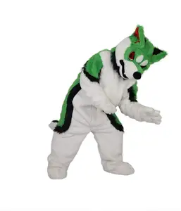 2023 Kostum Mewah Serigala Fursuit Cosplay Kostum Maskot Kartun Halloween Pakaian Gaun Mewah Promosi