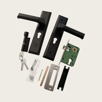 Poignée de porte en acier au manganèse avec corps de serrure silencieux et finition noire mate pour maison, hôtel, bureau, appartement