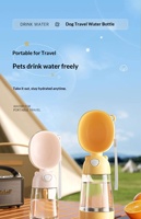Botol Air & Mangkuk Perjalanan 2-in-1 Ramah Lingkungan, Ringan & Portabel untuk Kucing & Anjing, Bahan Plastik, Cocok untuk Berkemah