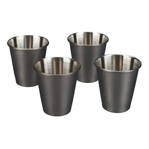 Kunden spezifische einzigartige Matt schwarz vergoldete lackierte Edelstahl Schnaps gläser Metall Mini Whisky Shot Cups für Bar