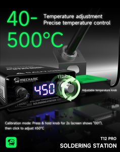 Station de soudage numérique Mécanique T12 <span class=keywords><strong>Pro</strong></span> 72W <span class=keywords><strong>Fer</strong></span> thermostatique à chauffage rapide avec pointe de couteau pour réparation de carte mère BGA PCB - Product Image 3