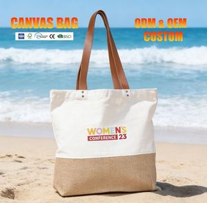 Women's Eco-Friendly <b>Canvas</b> Tote <b>Bag</b> with Zipper Closure Reusable Custom Logo Design <b>Large</b> Capacity Tote <b>Bag</b> - Product Image 2