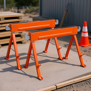 Lot de 2 chevalets de travail pliants tout métal robustes, capacité de charge de 1323 lb, orange, pour machines de construction - Product Image 2