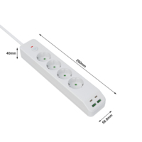 UE 4 prises 2 USB C PD QC 20W chargeur de bureau 1.8M cordon plat certifié CE prise d'extension 240V multiprise