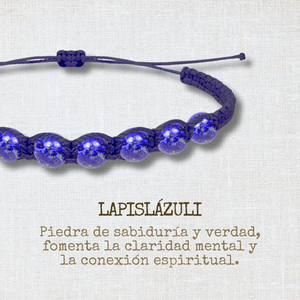 Bracciale in lapislazzuli fatto a mano regolabile per donna e uomo amuleto in pietra naturale con bracciale in filo cerato resistente - Product Image 3