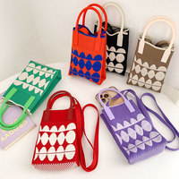 Macaron créatif de couleur assortie porte-monnaie tricoté pour femmes Mini sac de téléphone portable coloré